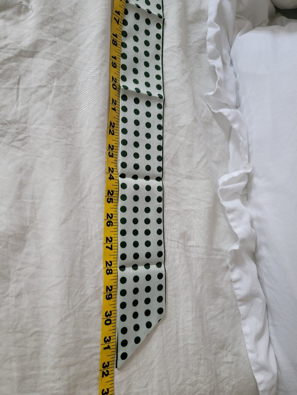 Green Polka Dot Bow Scarf Hair Tie - Picture 4 of 8
